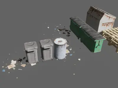 urban street props trash pack Vol1 Low-poly 3D model