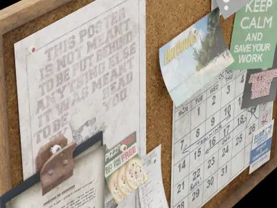 Notice Board Low-poly 3D model
