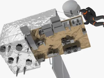  Geostationary Satellite with Astronaut 