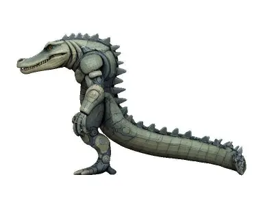 Crocodile Cyborg Low-poly 3D model