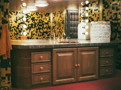 Elvis Presley Graceland Bathroom Interior 3D Model 3D model