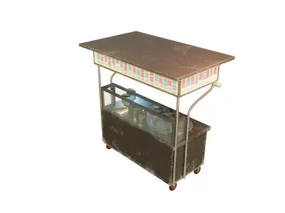 Asian Night Market Noodle Stall Cart PBR Street Food Asset Low-poly 3D model