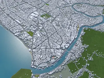 Padang Indonesia 25km Low-poly 3D model