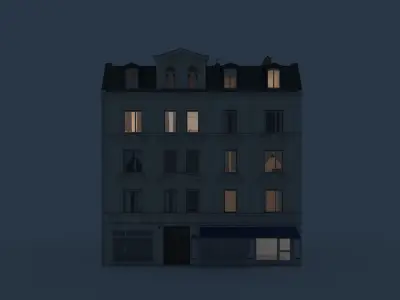 Residential City Building - Row - 10 - Storefront and Stucco 3D model