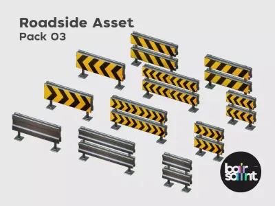 Metal Road Barrier Stylized Roadside3D Asset Pack Free low-poly 3D model
