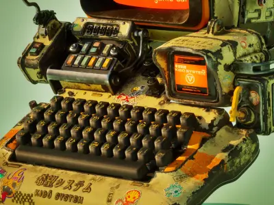 Cyberpunk Retro Scifi Terminal Game ready 3D model