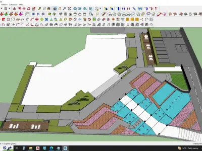 Building entrace outer environment model 3D model