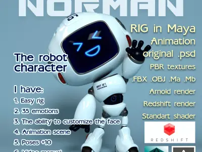 Norman the robot character Low-poly 3D model
