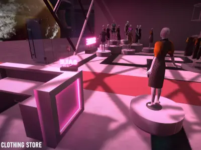 Virtual Clothing Store - Metaverse Low-poly 3D model