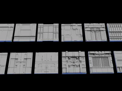 Sci-Fi Panel Kitbash Low-poly 3D model