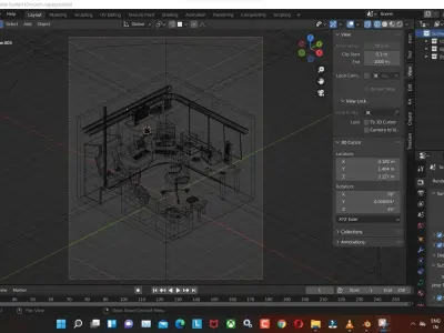 room-hacker low poly model render in blender Low-poly 3D model