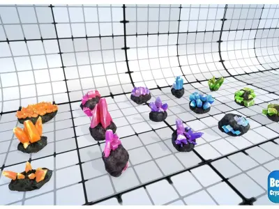 Best Crystals - 75 crystal gems Low-poly 3D model