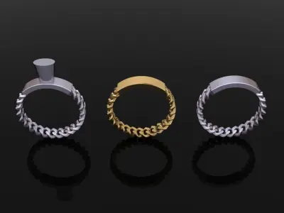 ID BAR CUBAN LINK CHAIN RING MIX SIZES 5 6 7 8 9 10 3D print model