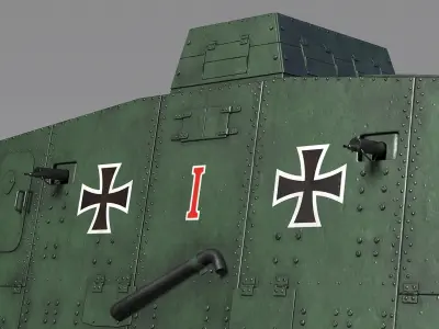  Sturmpanzerwagen A7V Deutscher WW1 Panzer Rigged 