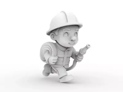 Cartoon Firefighter 3D Printable 3D print model