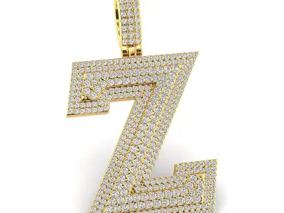 Alphabet Latter Z Diamond Pendent 3D print model