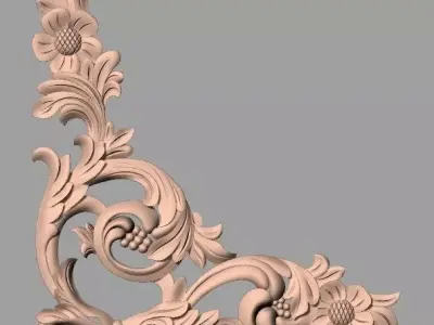 Furniture decorative corner flower 3D STL model for CNC E875 3D model