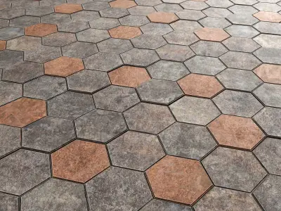 Paving stone  hexagon 3D model