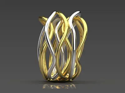 Two-tone wicker womens ring model gr0078 3D print model