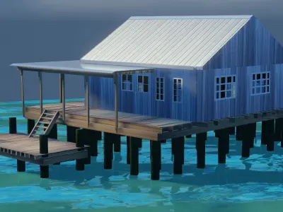 Fishing Camp House Low-poly 3D model