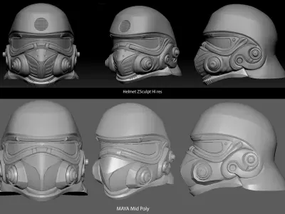 SciFi Helmet Low-poly 3D model