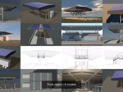 Truck station 3D Model Pack