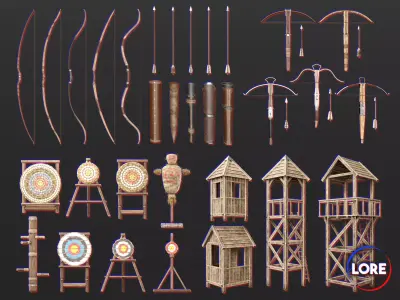 Medieval Collection Training Archery 3D Model Pack