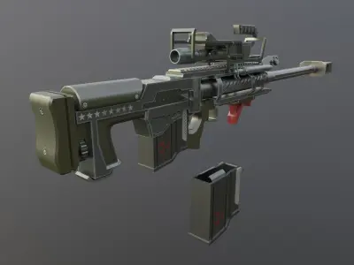 Sci Fi LowPoly model of a heavy anti-materiel sniper rifle  Low-poly 3D model