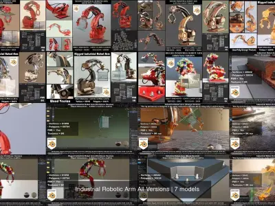 Industrial Robotic Arm All Versions 3D Model Pack
