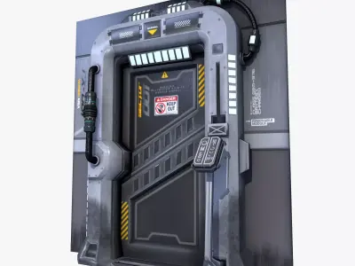 Sci-Fi Door Gate Game Ready Low Poly Low-poly 3D model