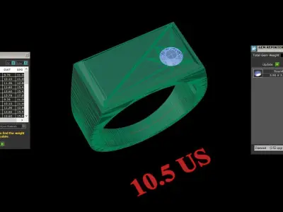 Light Gold Diamond Men Ring 2MR058 3D model