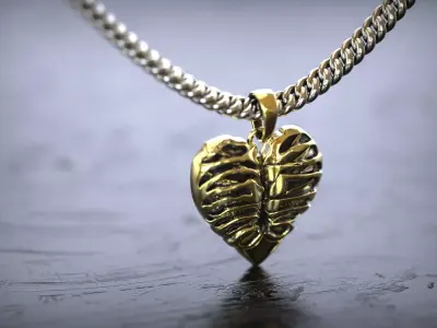 Anatomical Heart Ribcage Pendant 3D print model