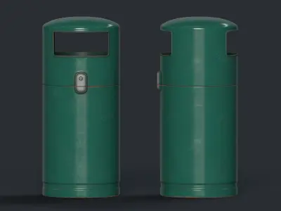 Street Trash Can 5 PBR Game Ready Low-poly 3D model