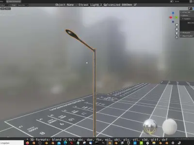 Street Light 1 Galvanized 8000mm 1F Low-poly 3D model