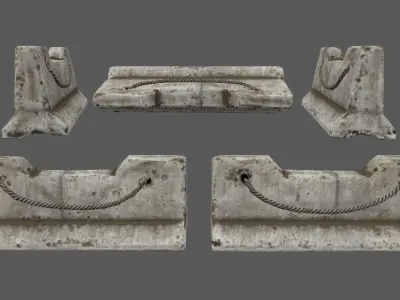 barrier set 1 of concrete blocks Low-poly 3D model