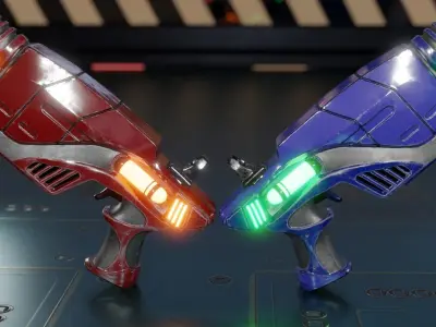 SCI-FI Futuristic Guns Pistols TEXTURED GAME READY 3D Low-poly 3D model