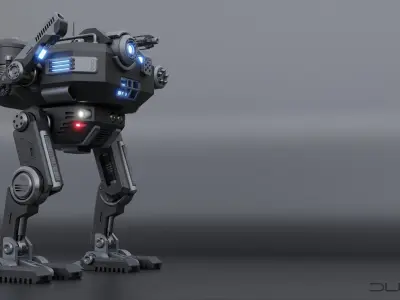 Sci-Fi Combat Mech - FK rigged 3D model
