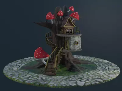 Fairy treehouse Low-poly 3D model