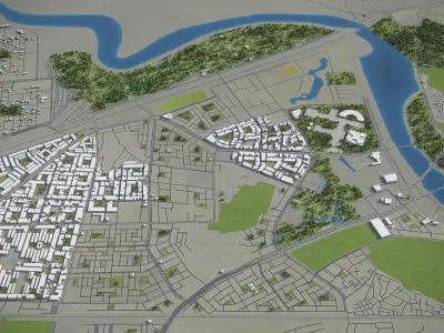 Kanpur - Lucknow - 2 cities Low-poly 3D model