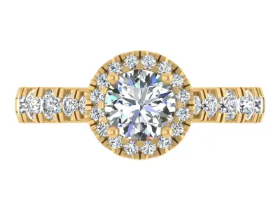 Elegant Vintage-Inspired Halo Diamond Engagement Ring 3D print model