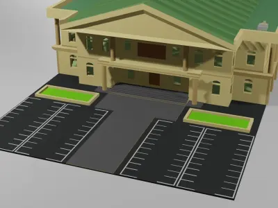 Lowpoly city hall Low-poly 3D model