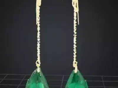 Emerald Elegance Teardrop Dangle Earrings 3D print model