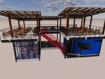 Container coffee shop-21 3D model