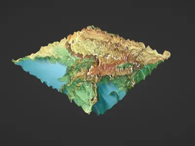 Southwest China Map Topography Low-poly 3D model