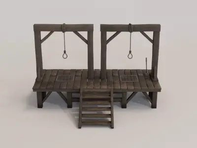 Gallows UE5 game ready with collision mesh Low-poly 3D model