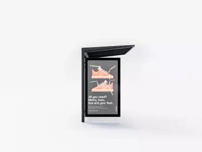 Prague tram and bus stop shelter 3D model