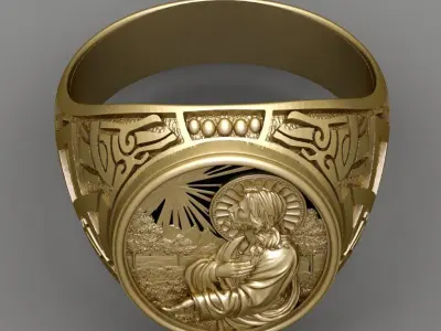 Jesus Diamond Ring 3d Print Model  3D print model