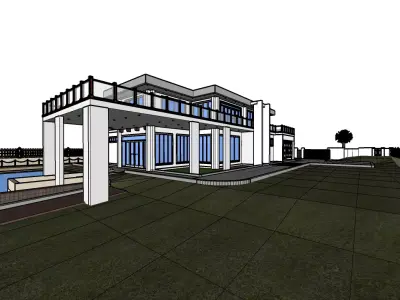 Beach House Villa Low-poly 3D model