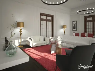 Modern-Classic Living Room - Ready to render  3D model