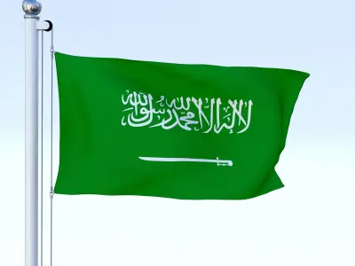 Animated Saudi Arabia Flag Low-poly 3D model